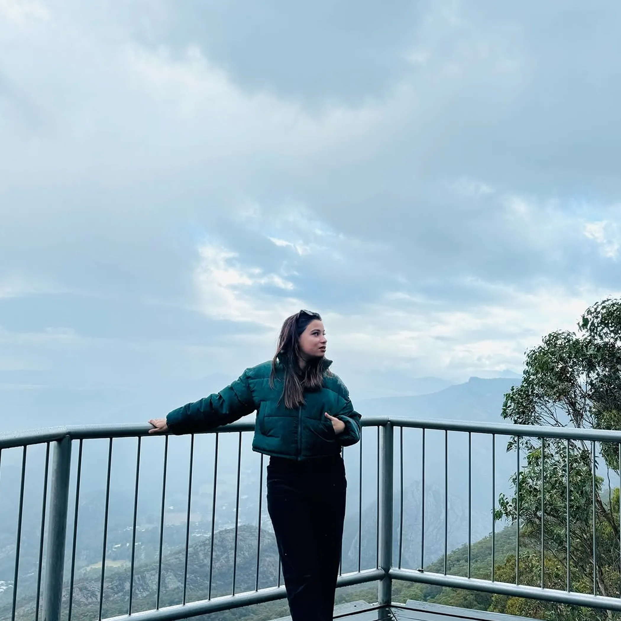 mountain viewpoint with hiker