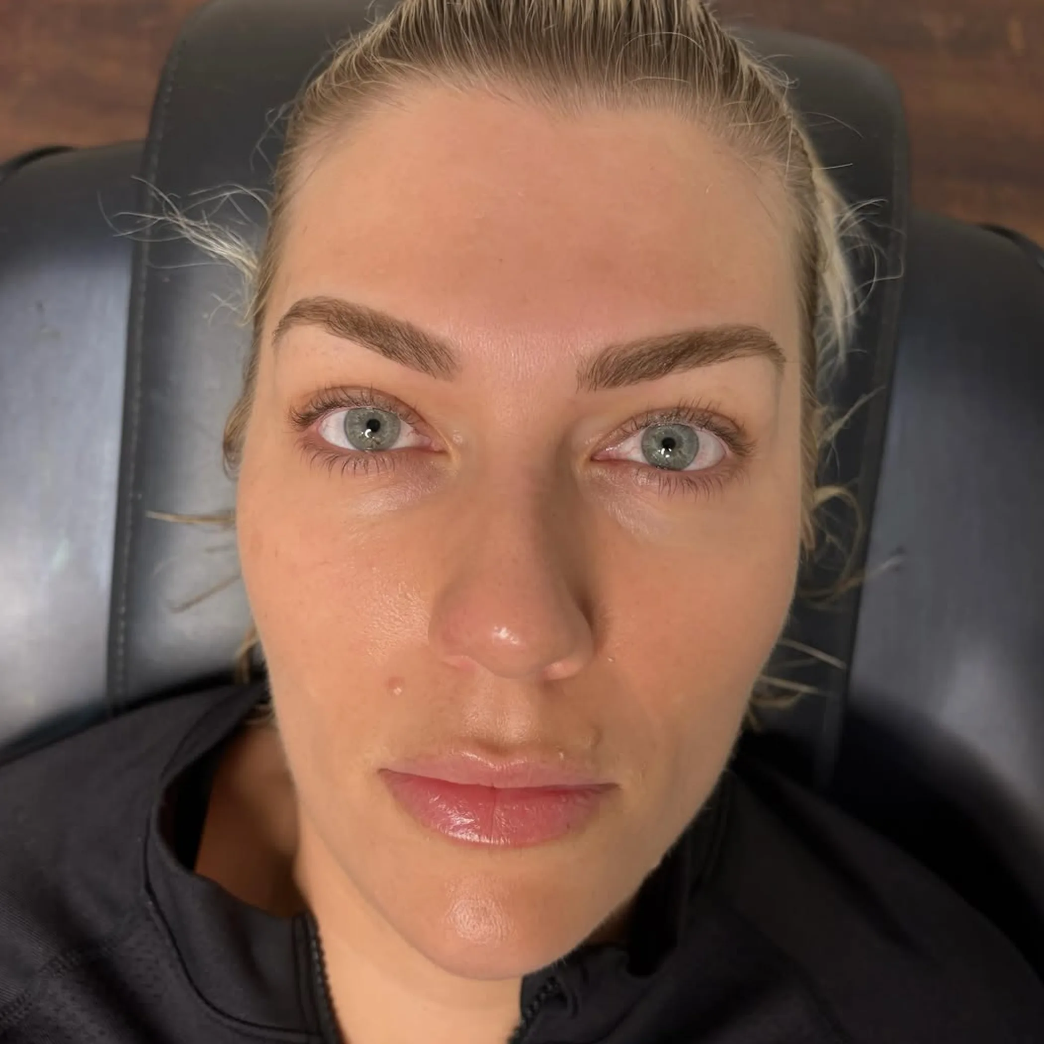 cosmetic tattooed eyebrows close-up